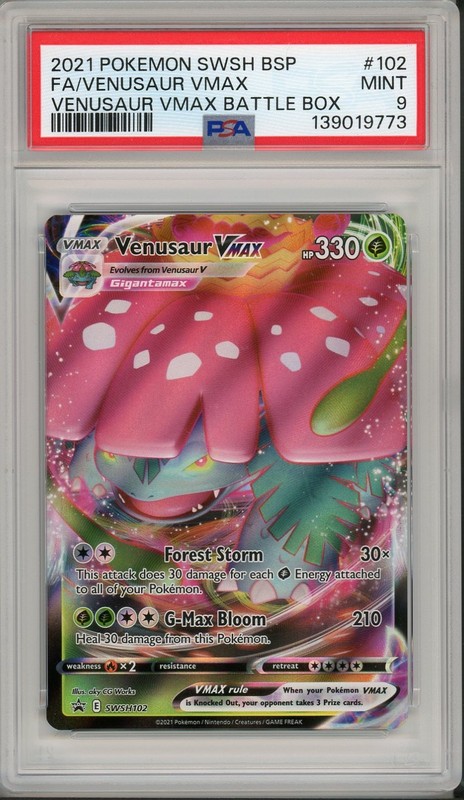 2021 Pokemon SWSH Black Star Promo Venusaur VMAX Full Art Battle Box #102 PSA 9