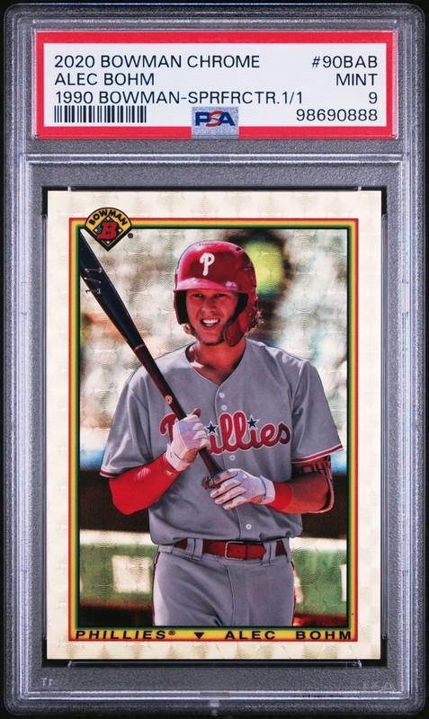 2020 Bowman Chrome -1990 Bowman Superfractor 1/1 Alec Bohm #90BAB /PSA9/