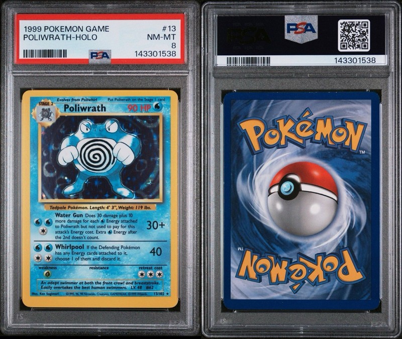 1999 Poliwrath 13/102 Holo Rare Pokemon WOTC PSA 8