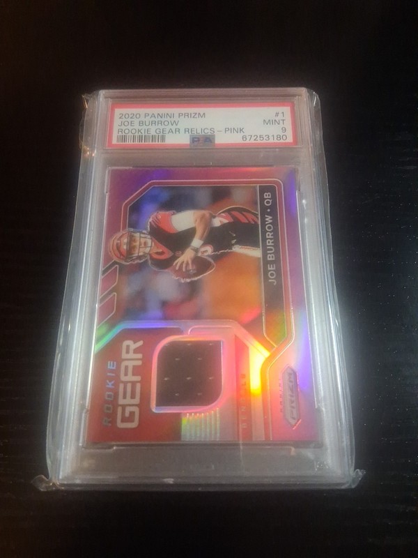 Panini 2020 Prizm Rookie Gear Joe Burrow #1 PSA 9 Cincinnati Bengals MEM RC