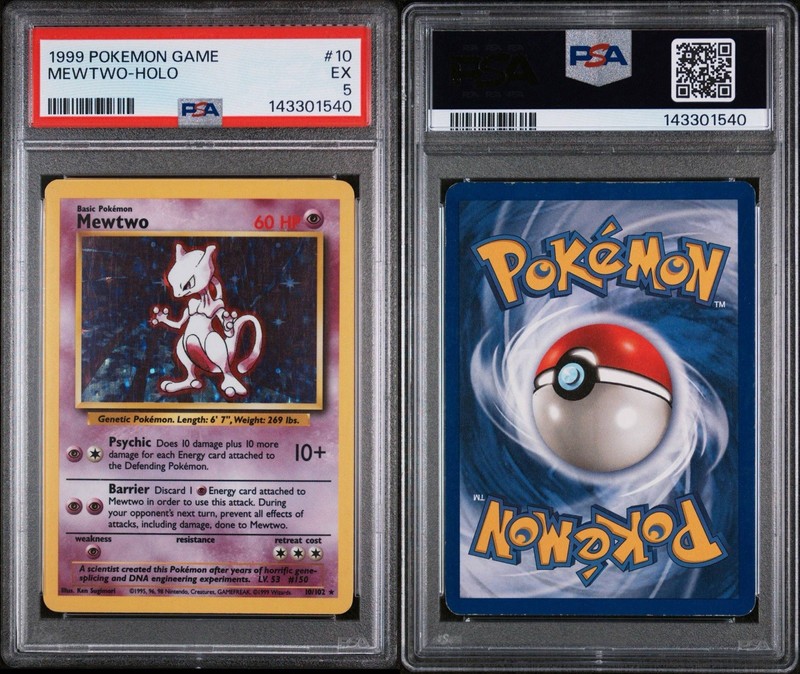 1999 Mewtwo 10/102 Holo Rare Pokemon WOTC PSA 5