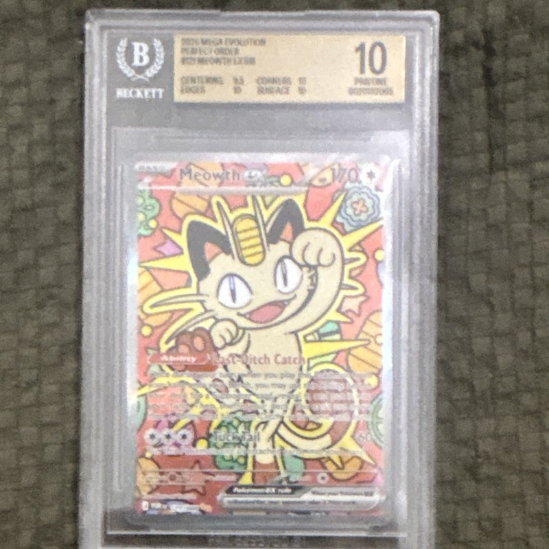 2020 Pokemon TCG perfect order Meowth # 121 Full Art Holo BGS 10