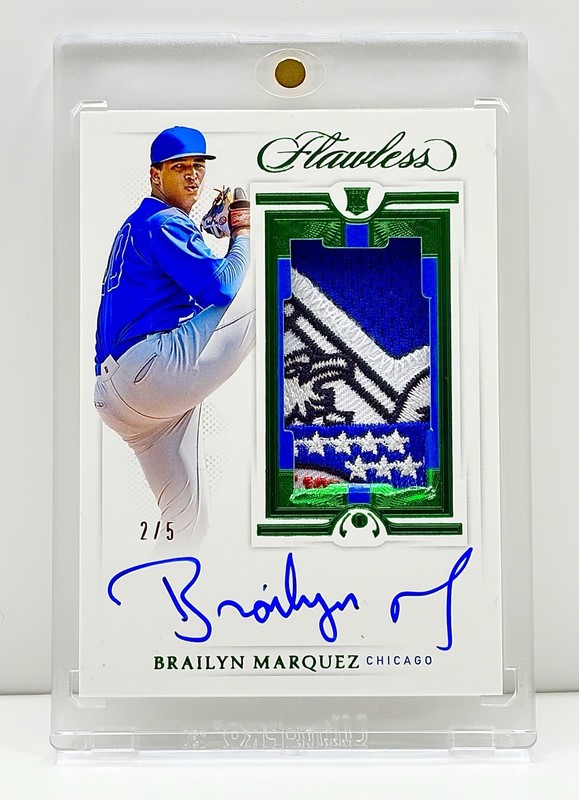 🔥BRAILYN MARQUEZ 2021 PANINI FLAWLESS EMERALD RC PATCH AUTO SSP 2/5 PARALLEL‼️