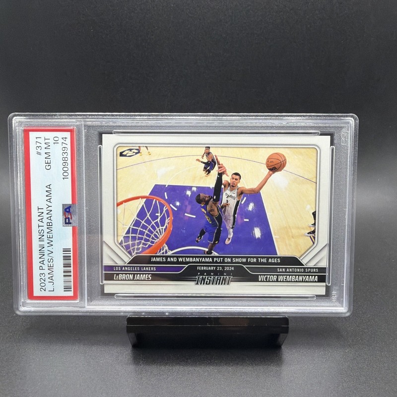 2023-24 Panini Instant- LeBron James, Victor Wembanyama #371, /5496, PSA 10