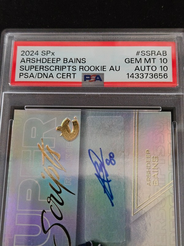 2024-25 SPX HOCKEY ROOKIE SUPER SCRIPTS AUTO #SSR-AB ARSHDEEP BAINES PSA 10/10 view 2