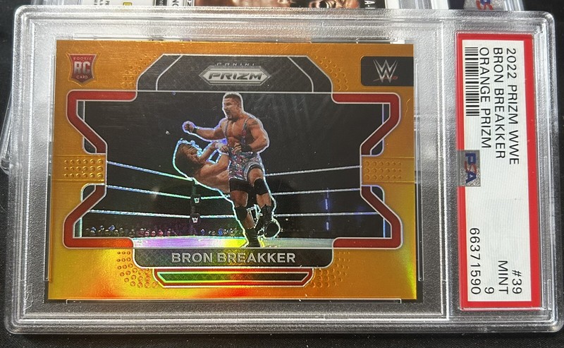 Bron Breakker 2022 Panini Prizm WWE  Orange Prizm /99 Rookie PSA 9