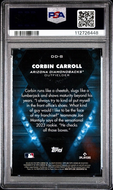 2023 Topps Chrome Update Corbin Carroll RC Diamond Dominance PSA 10 Case Hit view 2