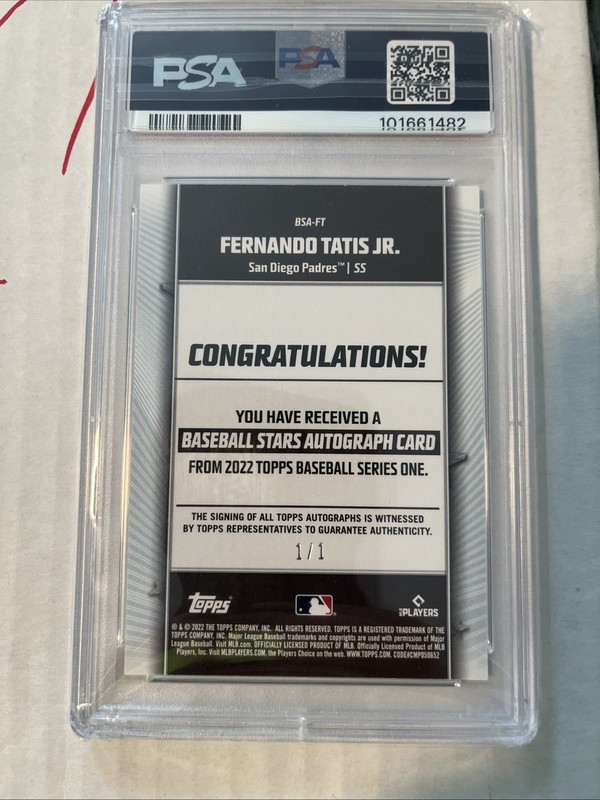 1/1 2022 Topps Fernando Tatis Jr Baseball Stars Autograph Platinum PSA 8 1/1!! view 2