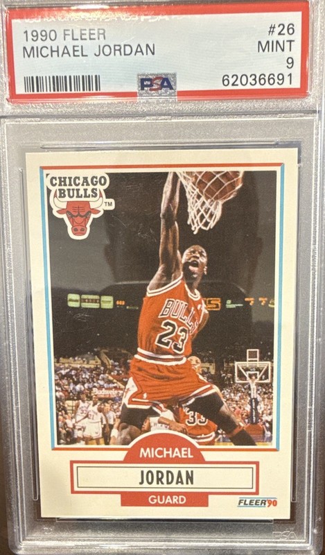 Fleer 1990-91 Michael Jordan #26 Black Line Bio Chicago Bulls PSA 9
