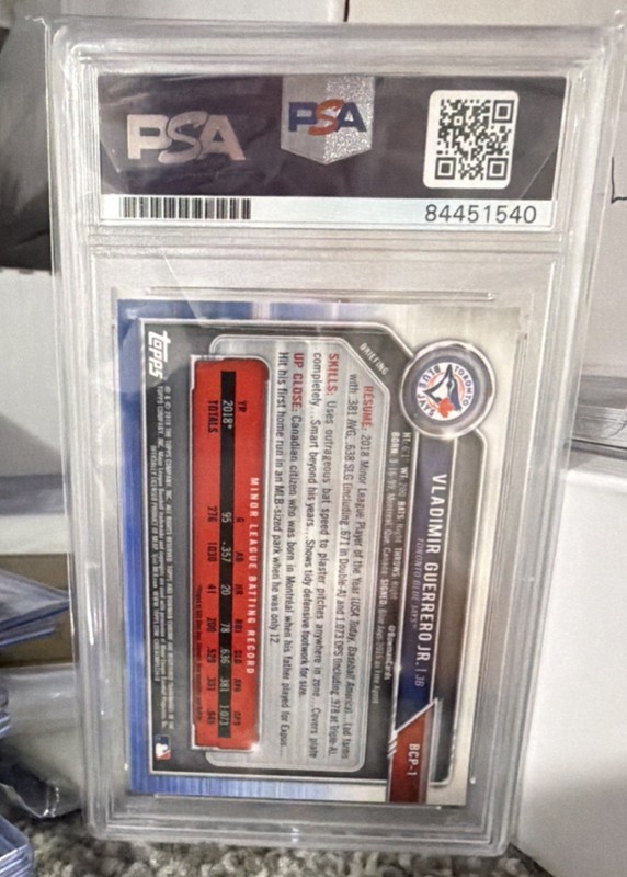 Bowman Chrome Vladimir Guerrero Jr. Autograph PSA BCP-1 84451540 view 2