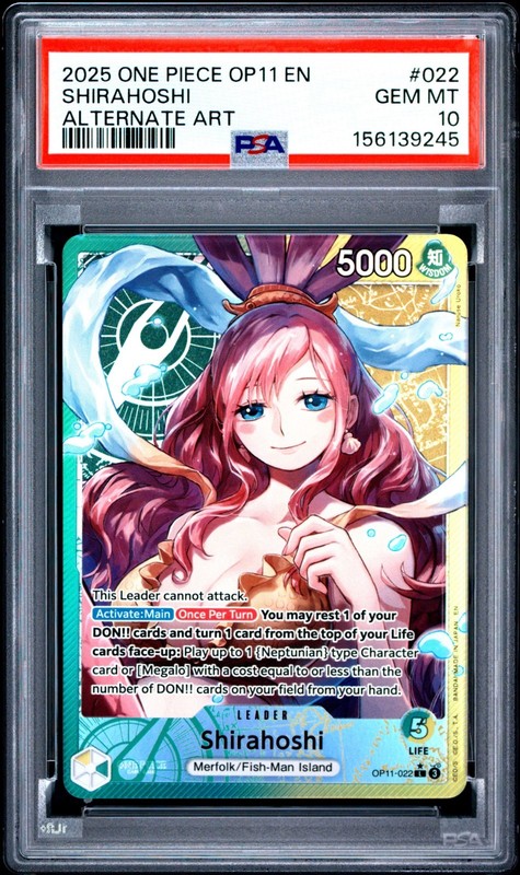 One Piece TCG OP11-022 Shirahoshi Leader Alt Art Parallel PSA 10 Gem Mint