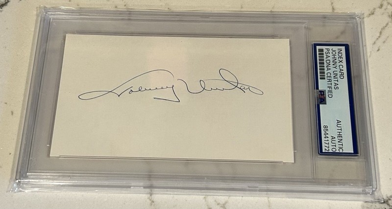 PSA Authenticated Johnny Unitas Autographed Index Card. BEAUTIFUL Auto!