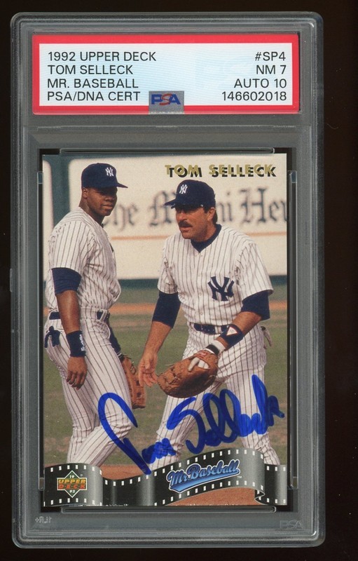 1992 Upper Deck #SP4 Mr Baseball Tom Selleck Auto Frank Thomas PSA 7 PSA/DNA 10
