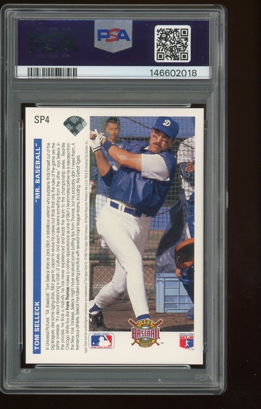 1992 Upper Deck #SP4 Mr Baseball Tom Selleck Auto Frank Thomas PSA 7 PSA/DNA 10 view 2