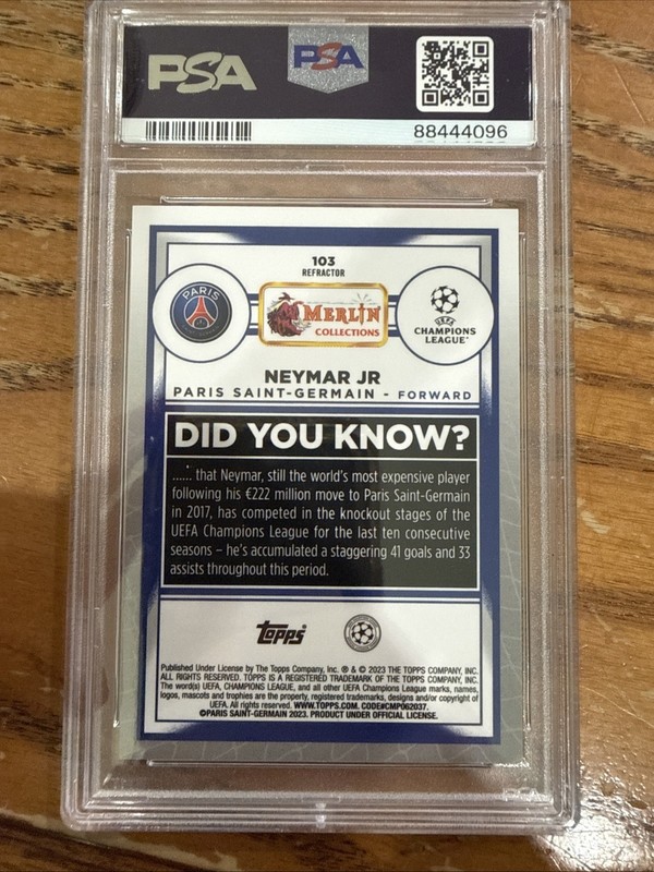 2022-23 Topps Merlin UCC - Neymar Jr #103 Refractor - PSA 10 - 💎 POP 3 - 💎  view 2