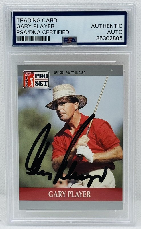 Signed Gary Player 1990 Pro Set Golf Rookie Card HOF Grand Slam Win RC Auto PSA