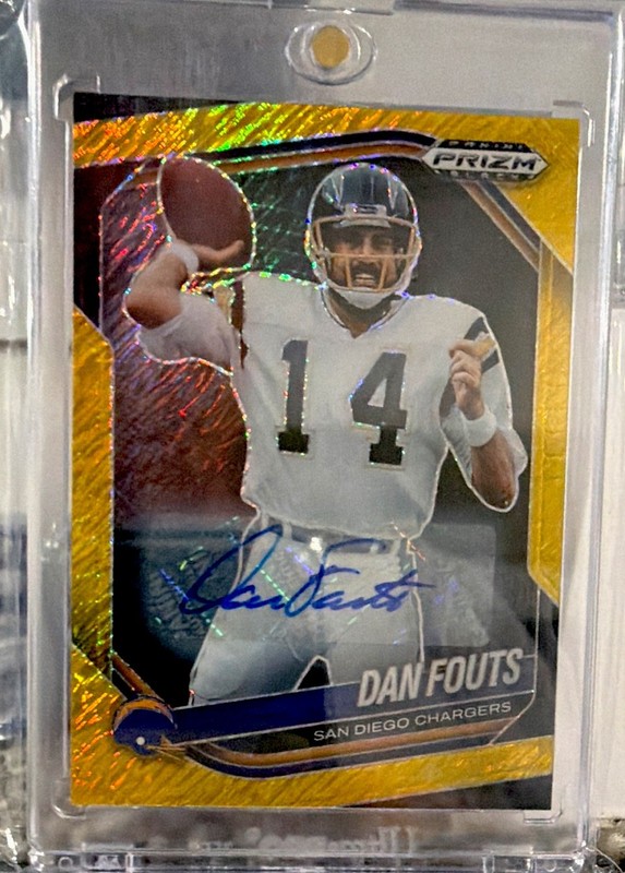 2025 Prizm Black Dan Fouts Gold Shimmer Auto /10 #128 San Diego Chargers HOF!!!