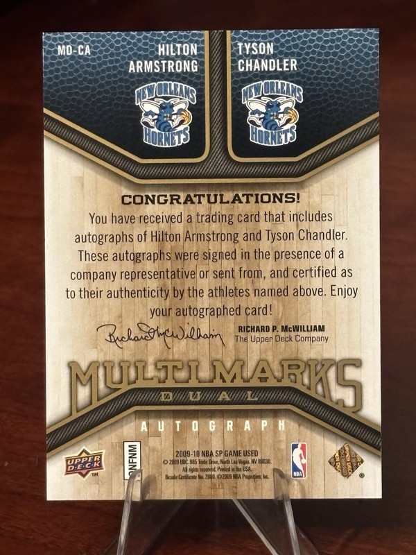 2009-10 SP Game Used Multi Marks Dual Hilton Armstrong Tyson Chandler Auto view 2