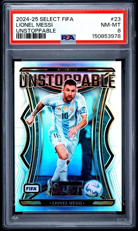 2024-25 PANINI SELECT FIFA UNSTOPPABLE #23 LIONEL MESSI PSA 8