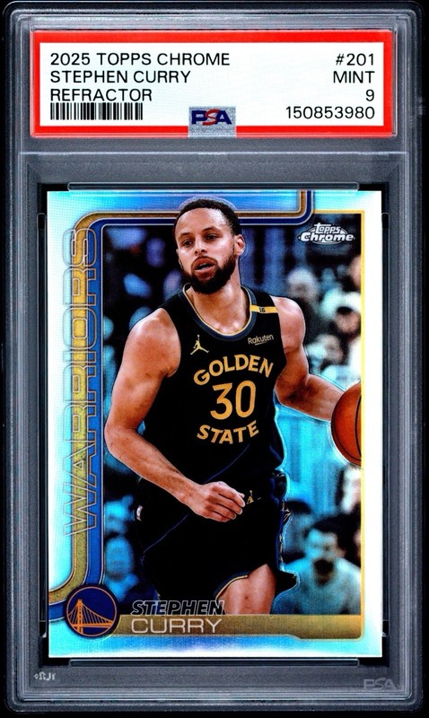 Stephen Curry 2025 Topps Chrome #201 Refractor PSA 9