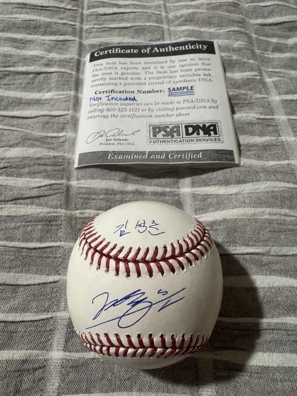 SEONG JUN KIM SIGNED BASEBALL PSA COA AUTHENTIC AUTOGRAPH HANGUL KOREAN RANGERS 