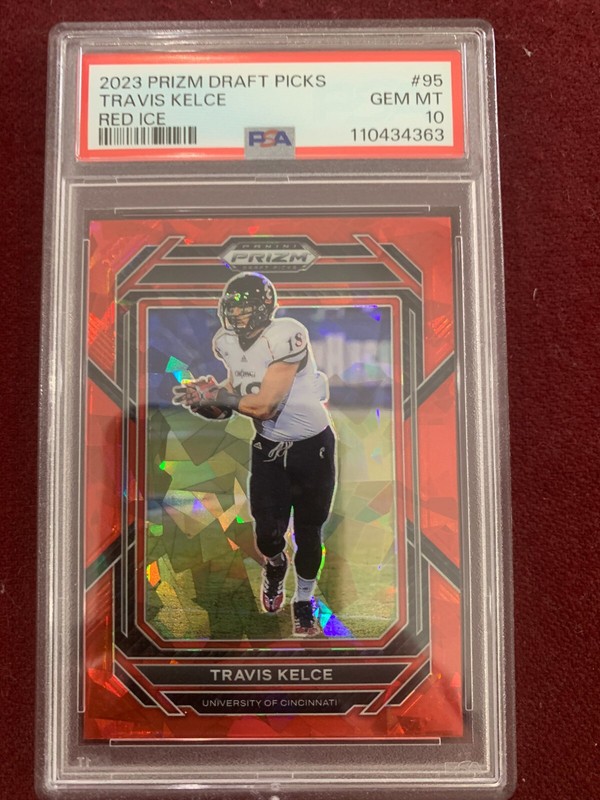 Travis Kelce 2023 Prizm Draft Picks Red Ice Prizm PSA 10 Gem Mt KC Chiefs