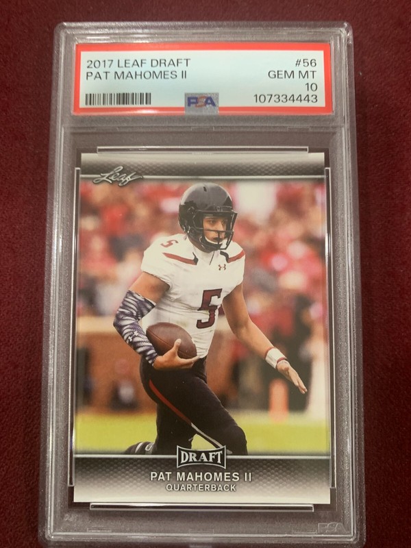 Patrick Mahomes 2017 Leaf Draft Rookie Card RC PSA 10 Gem Mt KC Chiefs