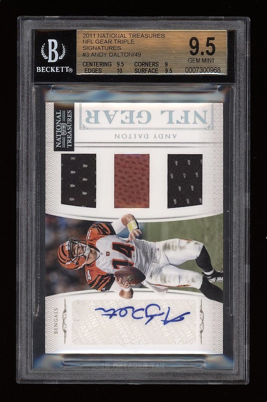 2011 Playoff National Treasures #3 Andy Dalton NFL Gear Auto #/49 BGS 9.5 Rookie
