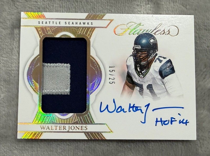 2025 Panini Flawless Walter Jones Seahawks HOF Jumbo Patch On-Card AUTO 15/25