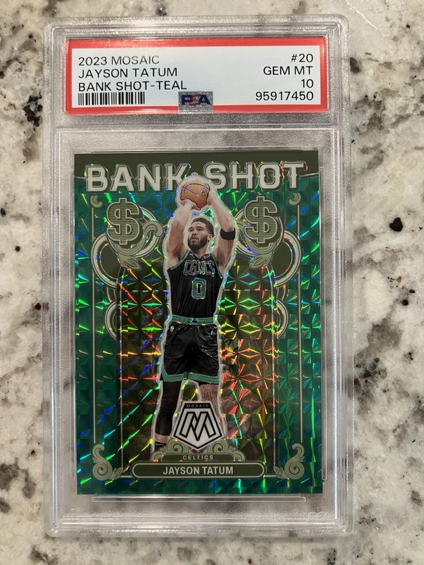 2023-24 Panini Mosaic Jayson Tatum Bank Shot Teal Mosaic 40/75 PSA 10 Pop 4