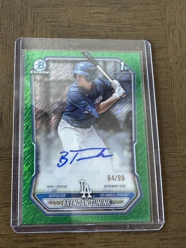 Topps 2026 Bowman Chrome Green Shimmer Brendan Tunink Dodgers Auto #CPA-BT /99