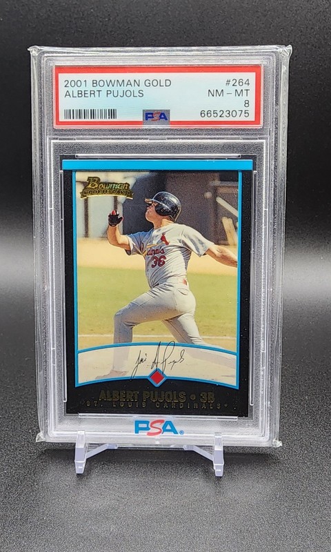 2001 Bowman Gold Albert Pujols #264 (RC) Rookie Cardinals Angels PSA 8 HOF
