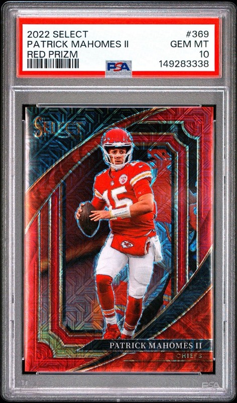 2022 Panini Select PATRICK MAHOMES II RED DISCO PRIZM /49 #369 PSA GEM 10 Chiefs