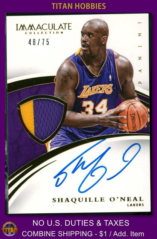 2014-15 Panini Immaculate PATCH Autograph #SO Shaquille O'Neal PATCH AUTO /75