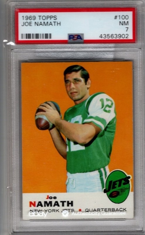 1969 Topps #100 Joe Namath PSA 7 New York Jets HOF University of Alabama