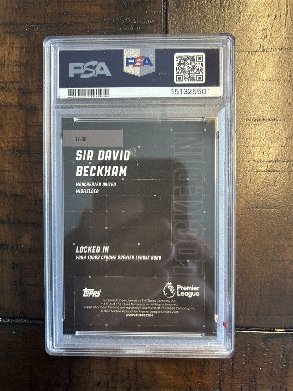 2025 Topps Chrome Premier League Sir David Beckham Locked In #LI-38 PSA 9 POP 2 view 2