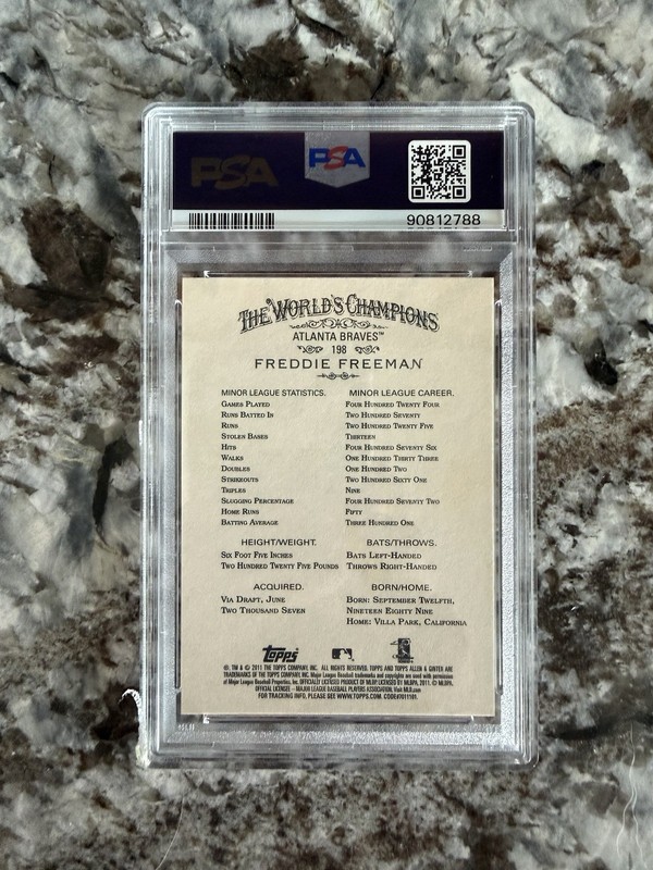 2011 Topps Allen & Ginter's - Freddie Freeman #198 PSA 10 view 2