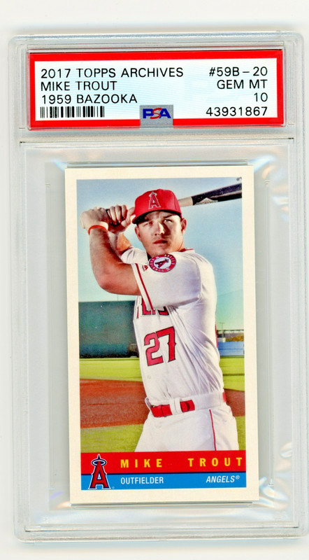 2017 Mike Trout Topps Archives 1959 Bazooka #59B-20 Gem Mint PSA 10
