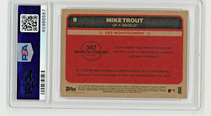 2019-20 Mike Trout Topps Monty Set 1 Montgomery #9 Gem Mint PSA 10 view 2