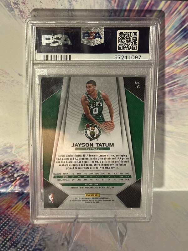 2017-18 Panini Prizm - Jayson Tatum #16 (RC) PSA 9 view 2
