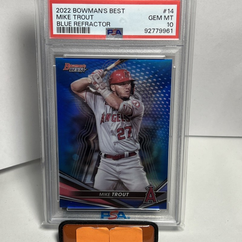 MIKE TROUT 2022 Bowman's Best #14 Blue Refractor #D/150 Angels *PSA GEM MINT 10*