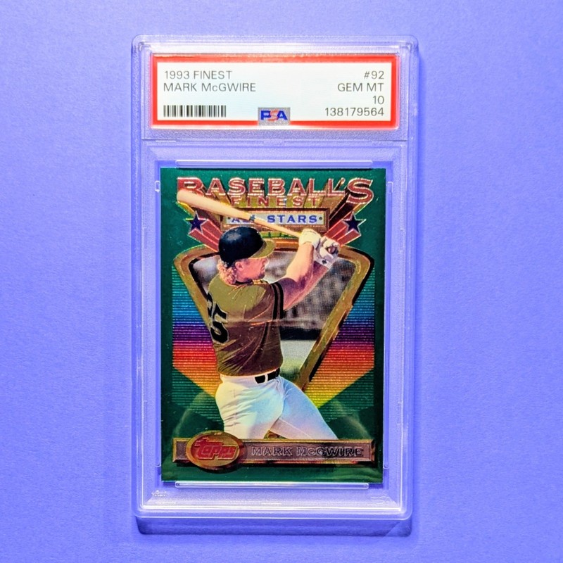 1993 Topps Finest Mark McGwire PSA 10 GEM MINT GREEN JERSEY COLOR MATCH A'S # 92