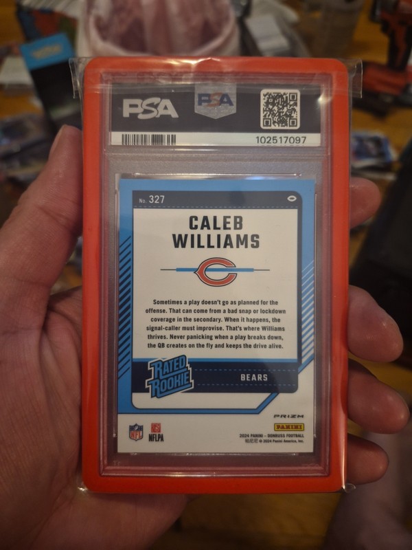 2024 Donruss Caleb Williams Optic Preview Red Pandora Number 327 PSA 10 view 2