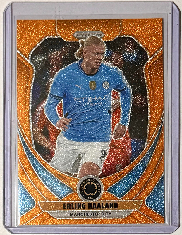 2025 Prizm FIFA Club World Cup Erling Haaland #136 Orange Glitter Prizm /99