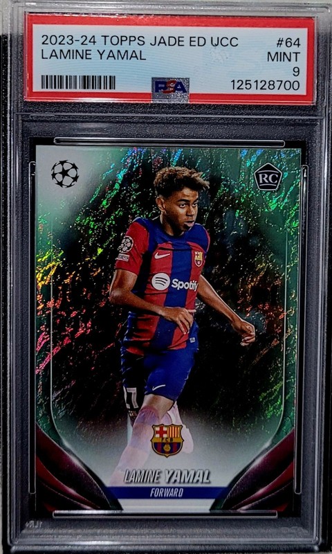 2023-24 Topps UEFA Jade Edition Lamine Yamal RC Rookie #64 PSA 9 MINT view 2