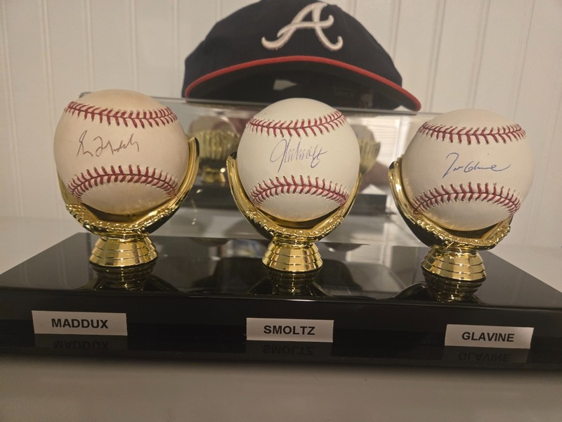 Maddux-Glavine-Smoltz Autographed Baseballs PSA/DNA 