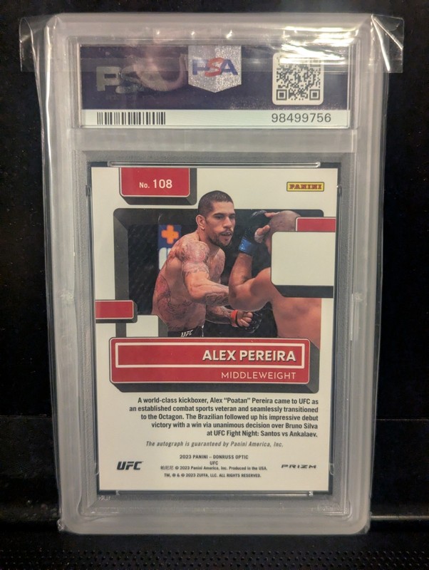 2023 Panini Donruss Optic UFC Rated Rookie Alex Pereira Holo Auto PSA 10!!! view 2
