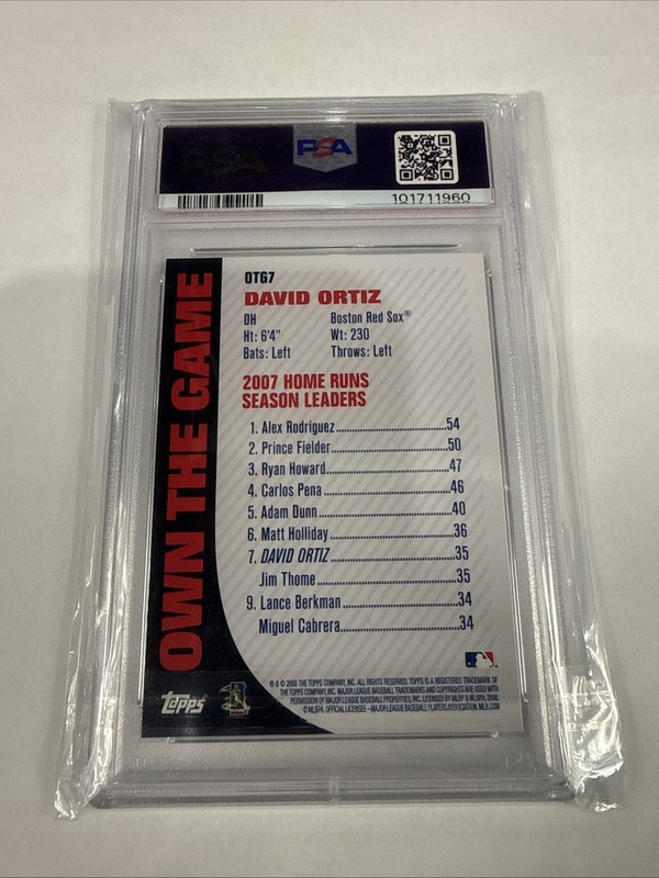 David Ortiz 2008 Topps Own The Game #OTG7 Boston Red Sox PSA 10 GEM MINT view 2