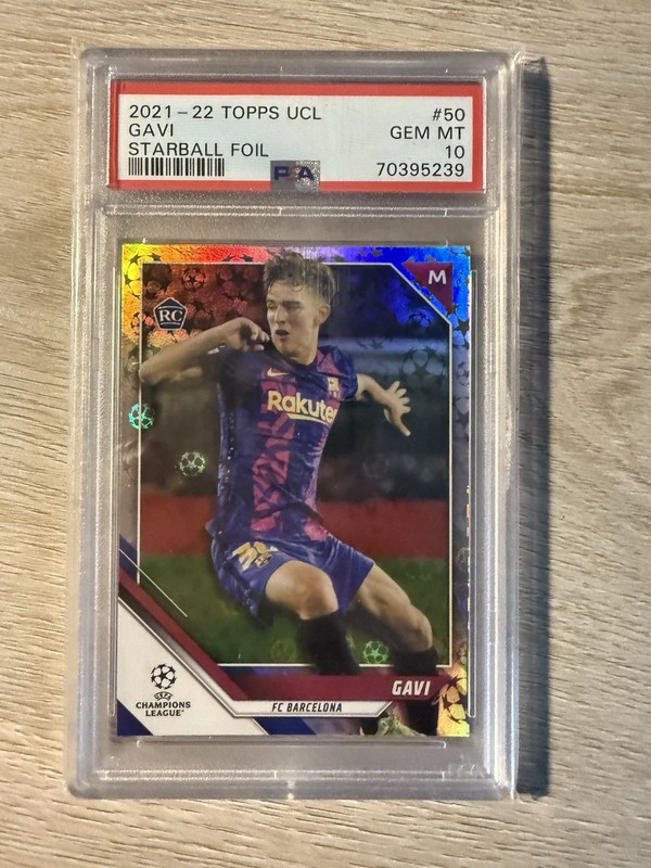2021-22 Topps Champions League #50 GAVI Rookie Card Rc Starball Foil PSA 10