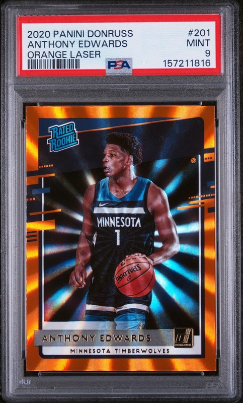 Anthony Edwards Rookie Card PSA 9 2020 Panini Donruss Orange Laser #201